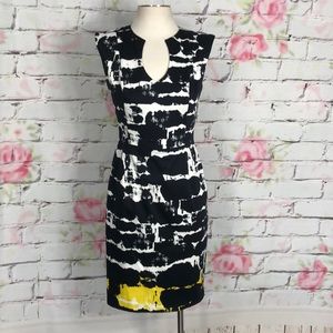Black halo sleeveless print sheath dress